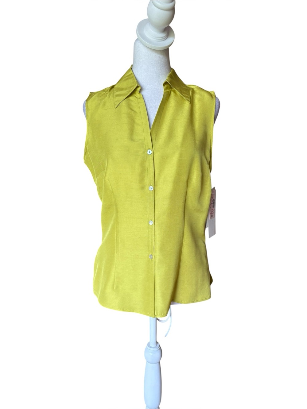 Robbie Bee Vintage Sleeveless Silk Blouse Top Womens Size 6 NWT Lime Green